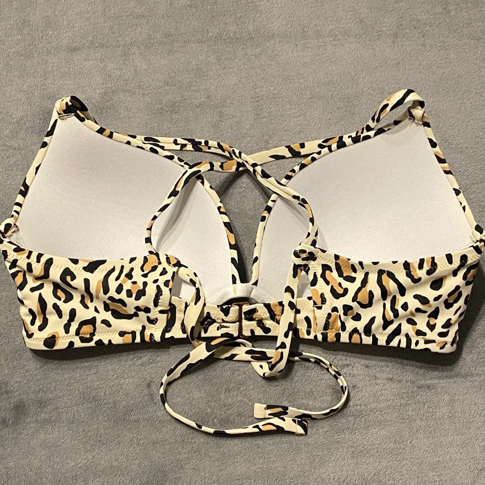 Leopard 🐆 Animal Print Bikini 👙 Top Bra with Rose Gold Hook